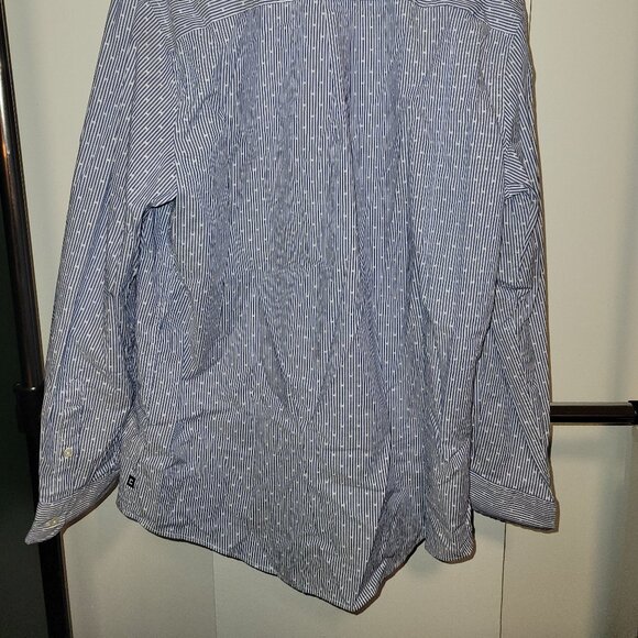 Chaps Stretch Button-Down Shirt Blue White Stripe – Men’s L - Picture 4 of 5